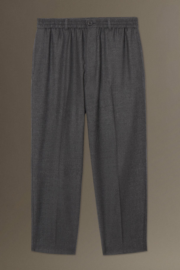 COS Elasticated Wool-flannel Trousers - Tapered Grey