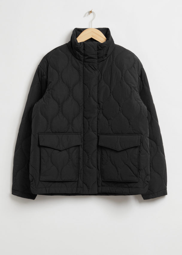 & Other Stories Relaxed Wave Quilted Jacket  Black