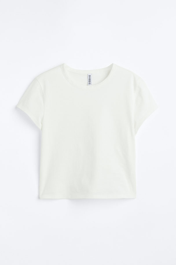H&M T-shirt Van Katoenen Tricot Wit