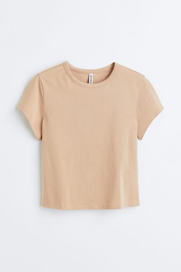 H&M Cotton Jersey T-shirt Beige