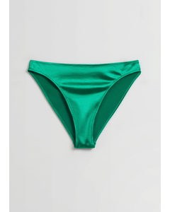 Shiny High Waist Bikini Briefs Sea Green