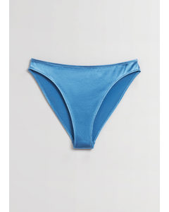 Glänzende, hoch sitzende Bikinihose Taubenblau