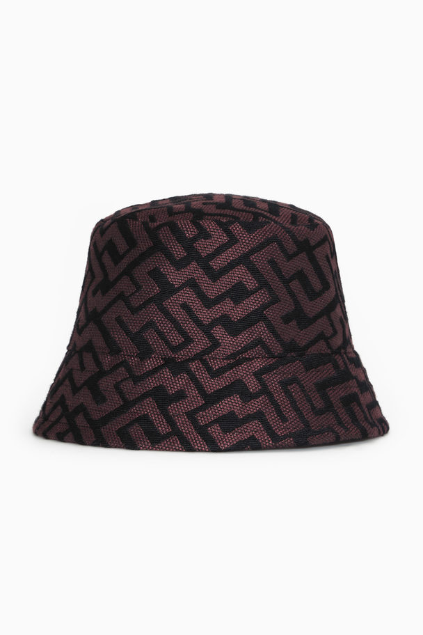 COS Reversible Geometric-jacquard Bucket Hat Brown / Black / Geometric