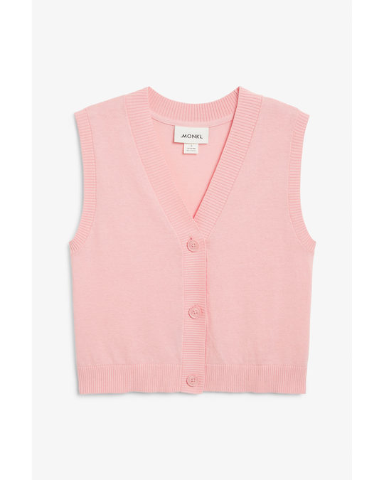 Monki Fine Knit Vest Pink