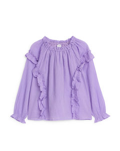 Crinkled Frill Blouse Lilac