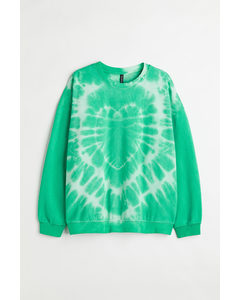 H&m+ Sweatshirt Grøn/batikmønstret
