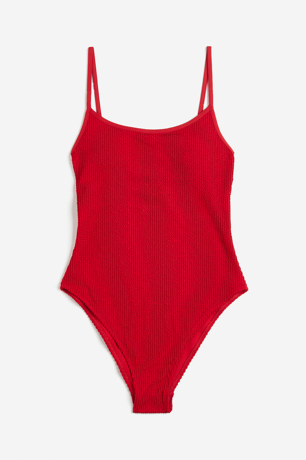 H&M Padded-cup High-leg Swimsuit Red