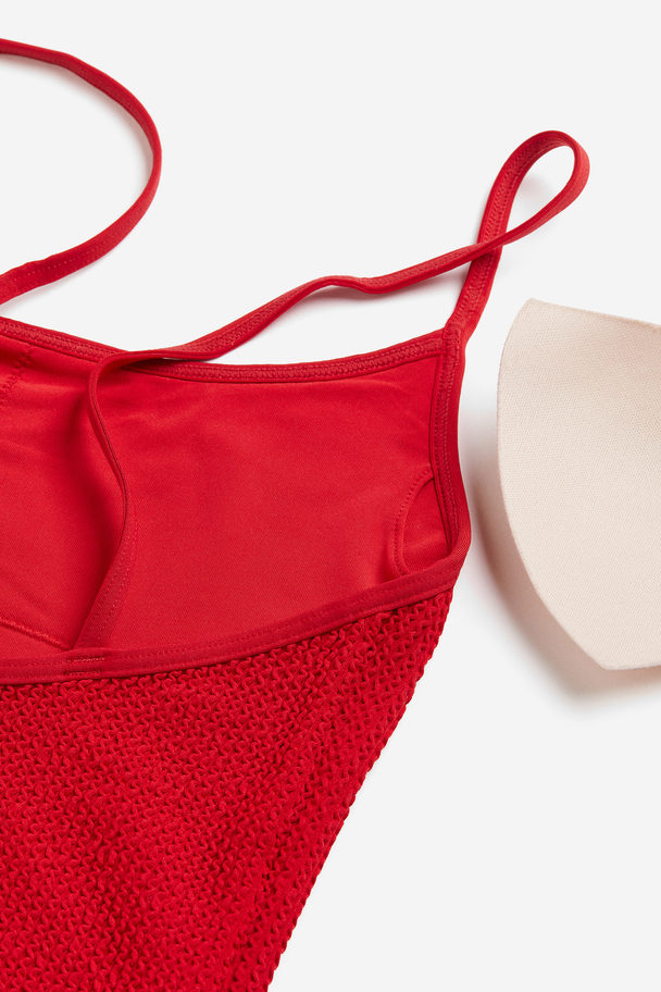 H&M Padded-cup High-leg Swimsuit Red