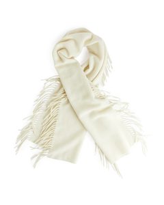 Fringed Wool Scarf Off-white