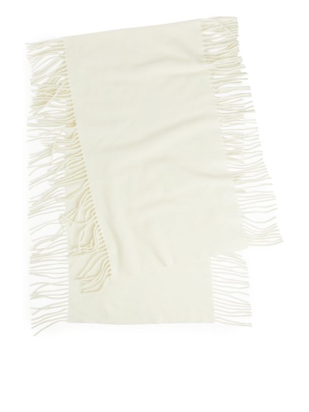 Arket Fringed Wool Scarf Off-white