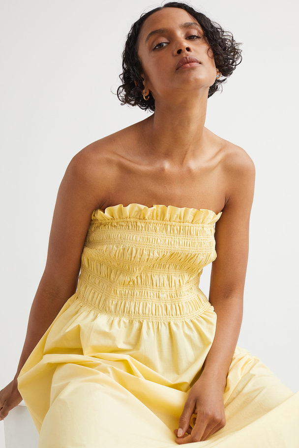 H&M Smock-topped Dress Light Yellow