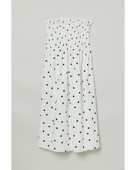 H&M Smock-topped Dress White/black Spotted