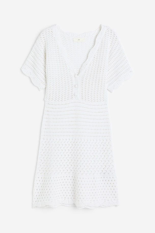 H&M Kleid im Häkellook Weiß