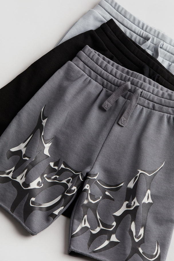 H&M 3-pack Sweatshirt Shorts Grey/subreal