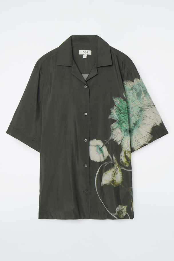 COS Floral Resort Shirt Charcoal / Floral