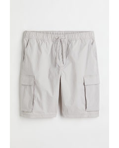Regular Fit Nylon Cargo Shorts Light Grey
