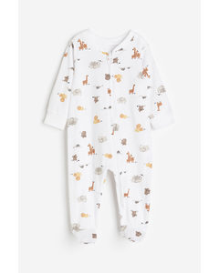 Sleepsuit With Full Feet White/giraffes