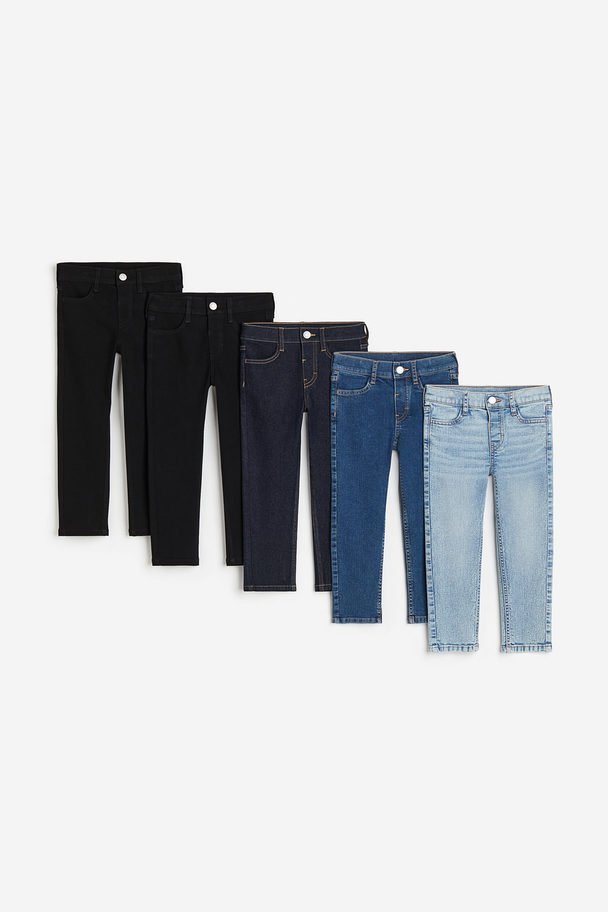 H&M 5-pack Slim Fit Jeans Denim Blue/black