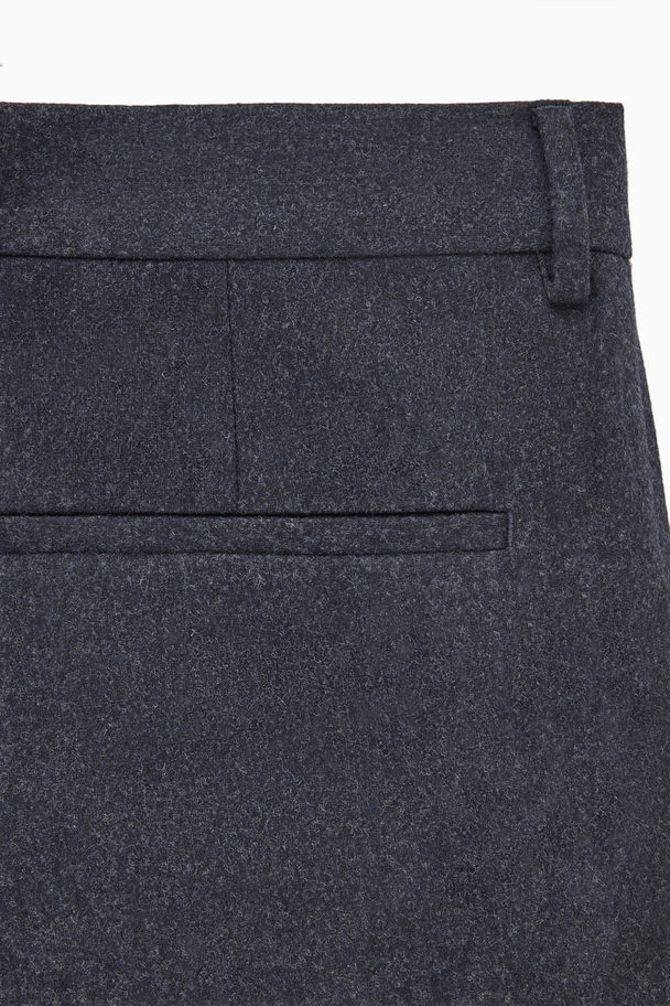 COS Turn-up Tapered Wool Trousers Navy