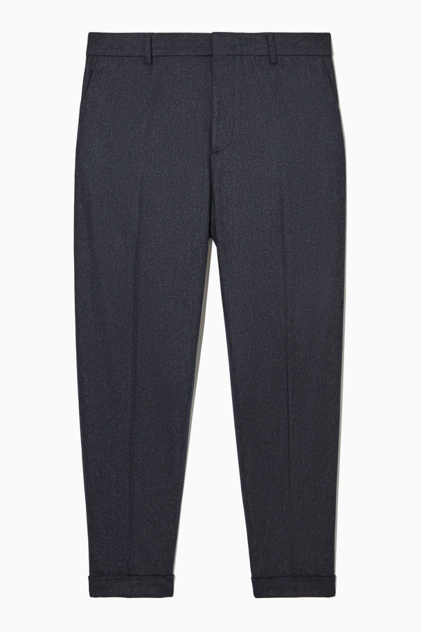COS Turn-up Tapered Wool Trousers Navy