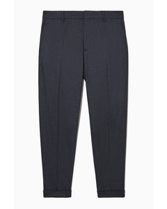 Turn-up Tapered Wool Trousers Navy