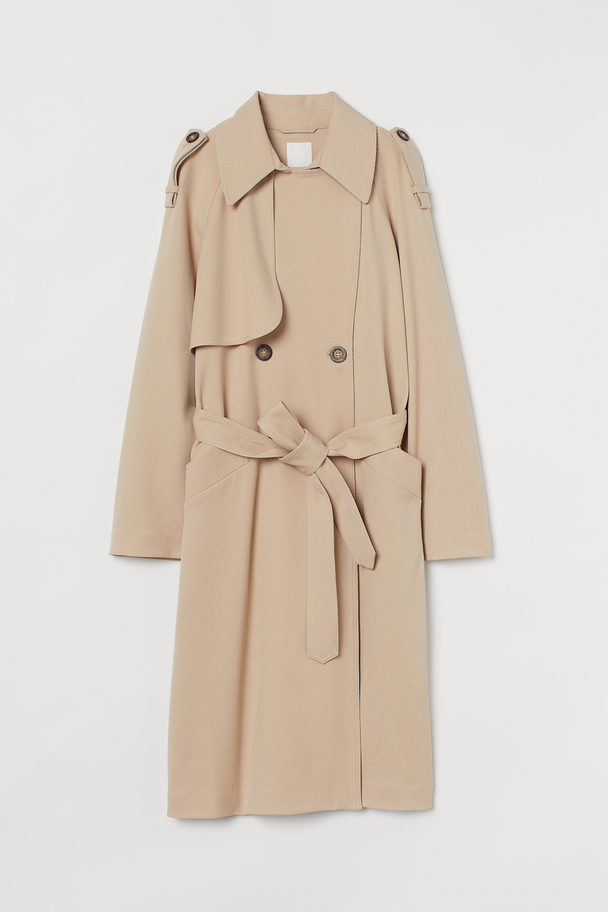 H&M Double-breasted Trenchcoat Beige