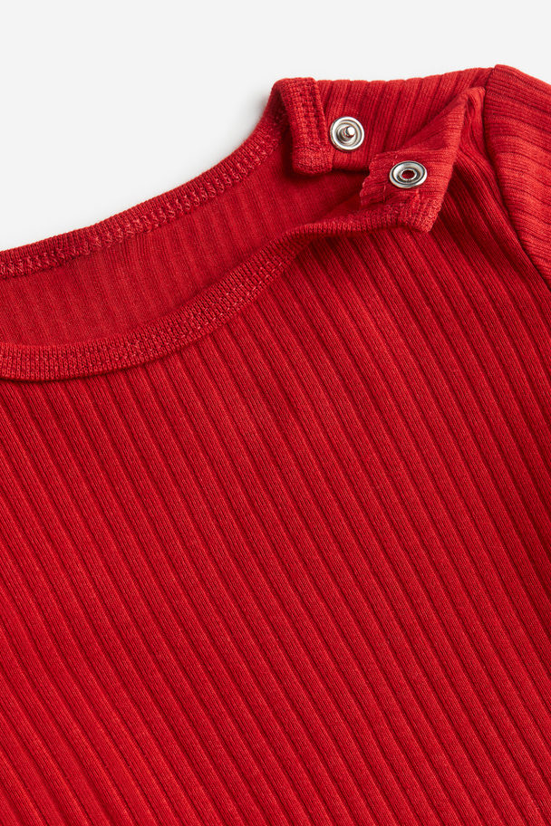 H&M Geripptes Baumwollset Rot