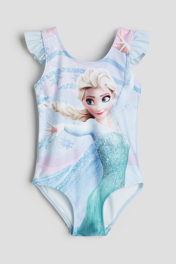 H&M Printed Swimsuit Light Blue/frozen