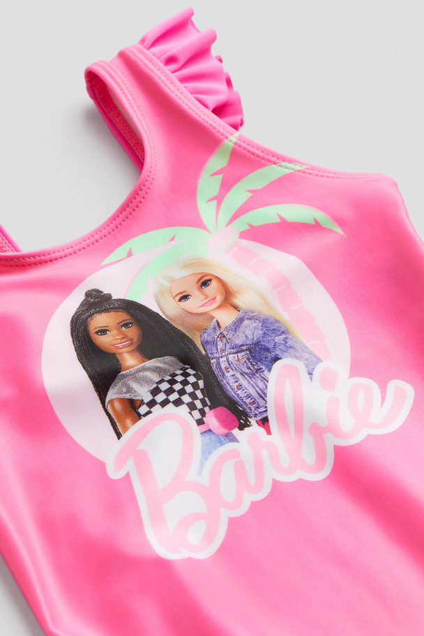 H&M Badeanzug mit Print Rosa/Barbie