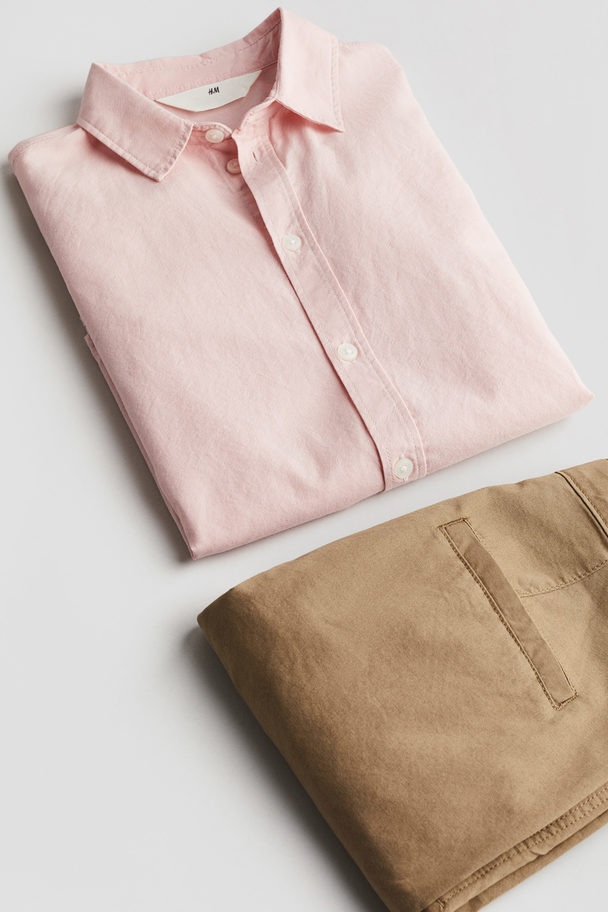 H&M 2-piece Cotton Set Light Pink/khaki Beige