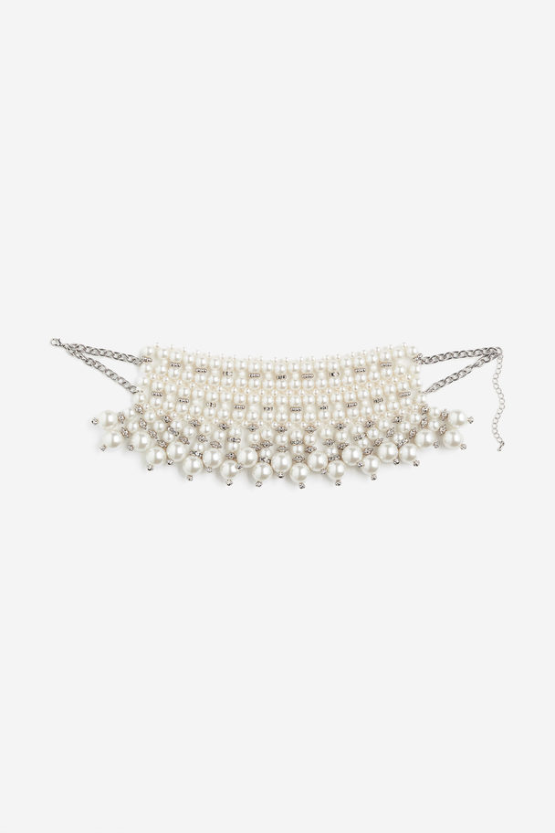 H&M Perlenverzierte Halskette Weiß