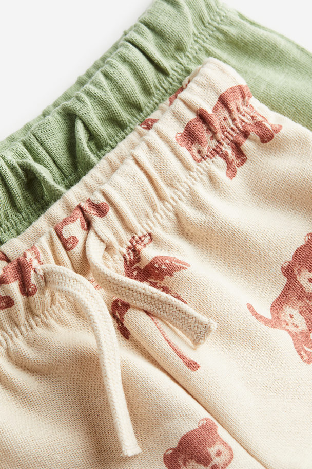 H&M 2-pack Sweatshirt Shorts Light Beige/leopards