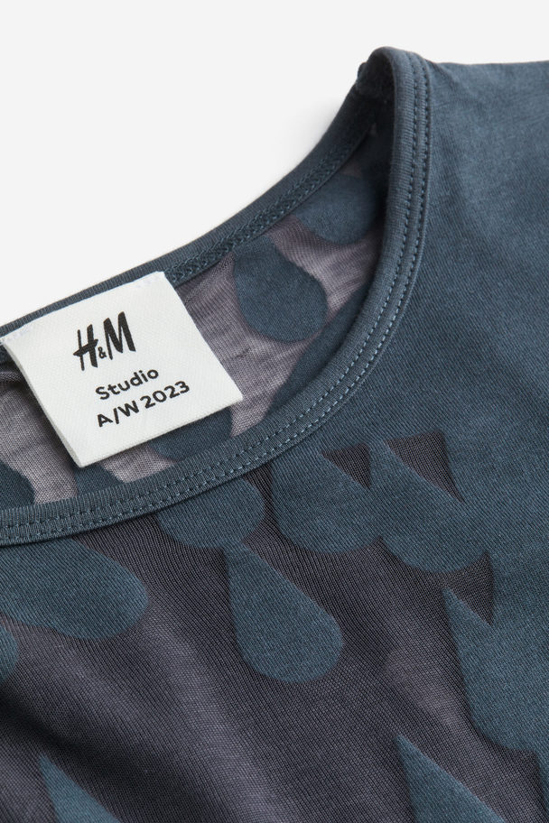 H&M Topp Med Burnout-mönster Mörk Blågrön/mönstrad