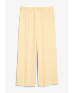 Wide Ribbed Trousers Light Yellow
