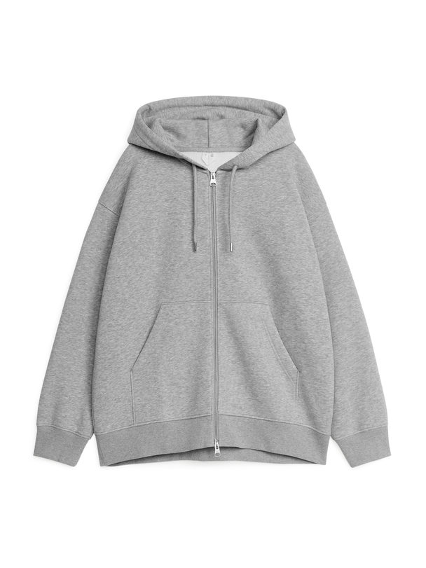 ARKET Relaxed Zip Hoodie Grey Melange