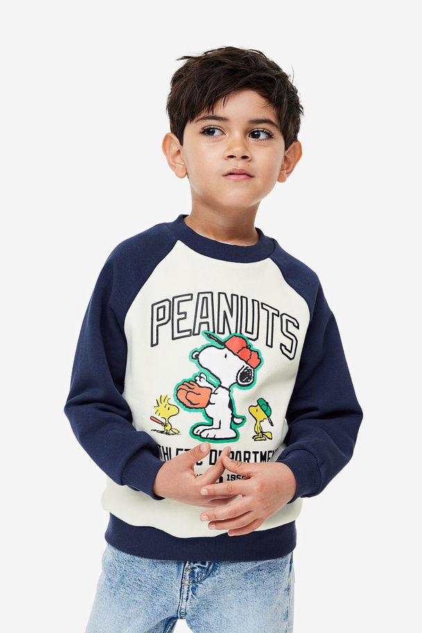 H&M Sweatshirt mit Print Dunkelblau/Snoopy