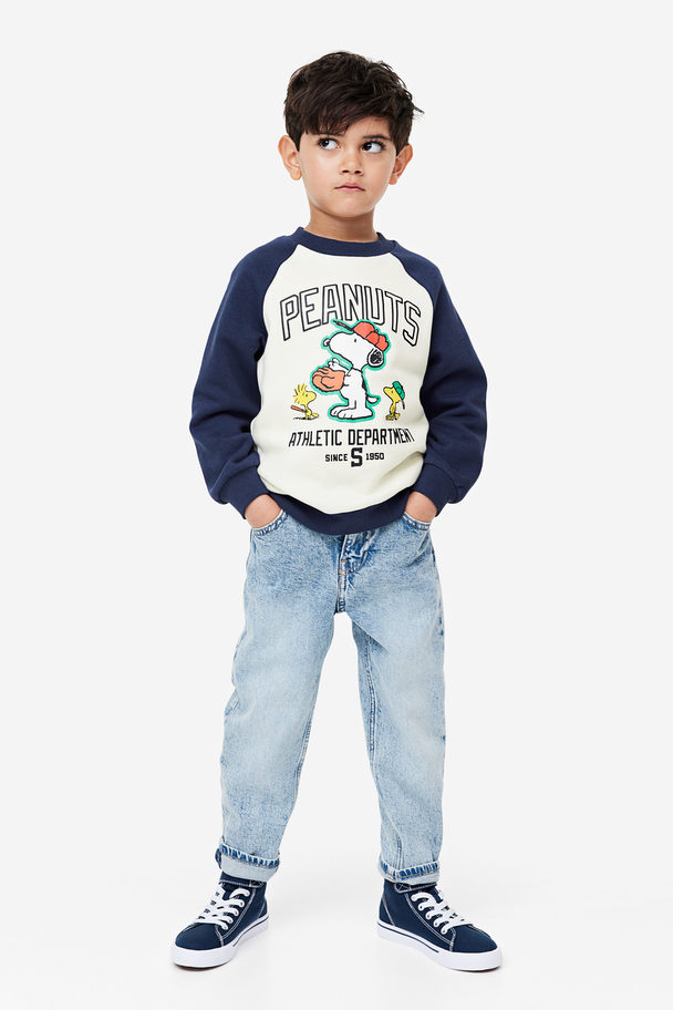 H&M Sweatshirt Med Trykk Mørk Blå/snoopy