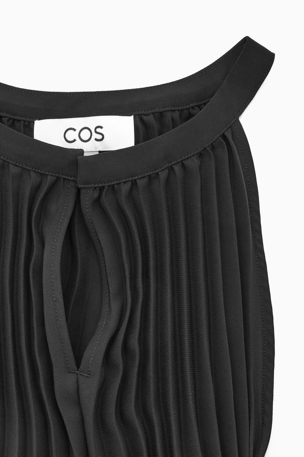 COS Pleated Halterneck Midi Dress Black
