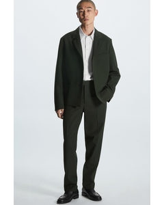 Relaxed-fit Wool-blend Blazer Dark Green