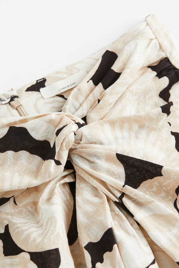 H&M Knot-detail Skirt Light Beige/seashells