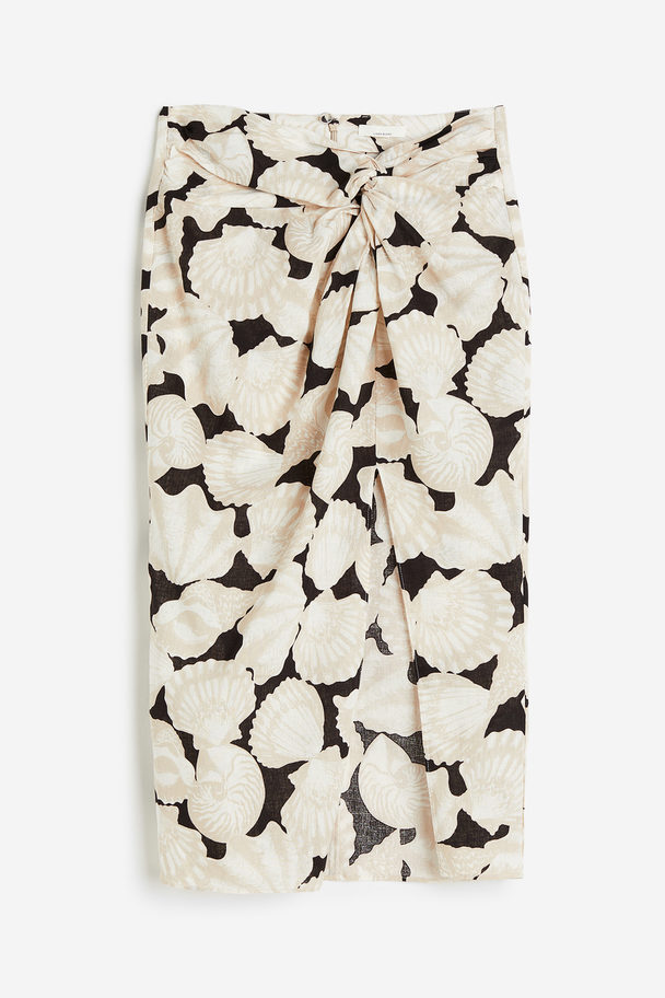 H&M Knot-detail Skirt Light Beige/seashells