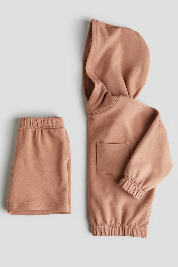 H&M 2-piece Sweatshirt Set Light Rust Brown