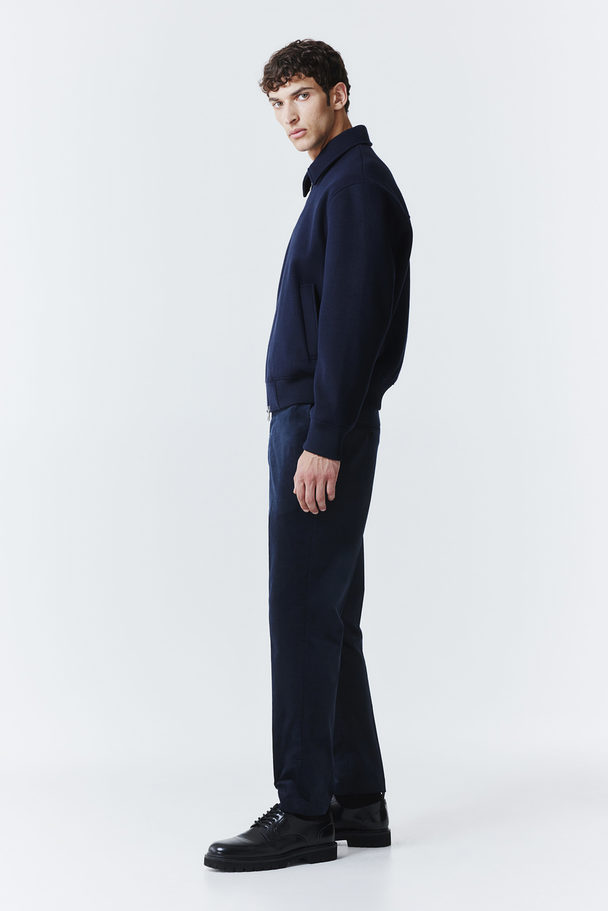 H&M Slim Fit Velvet Suit Trousers Navy Blue
