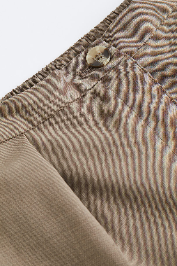 H&M Wool-blend Tailored Trousers Dark Beige