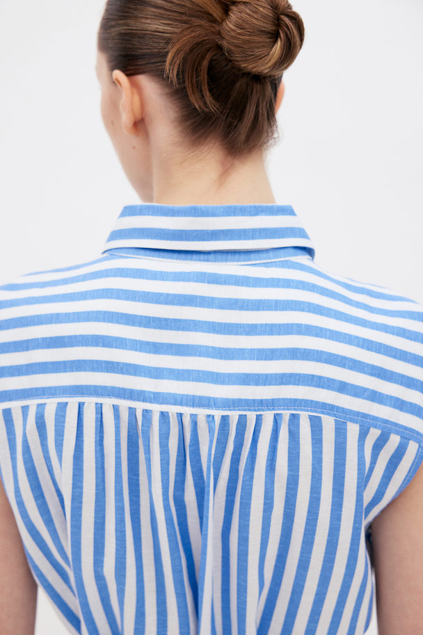 H&M Linen-blend Shirt Dress Blue/striped