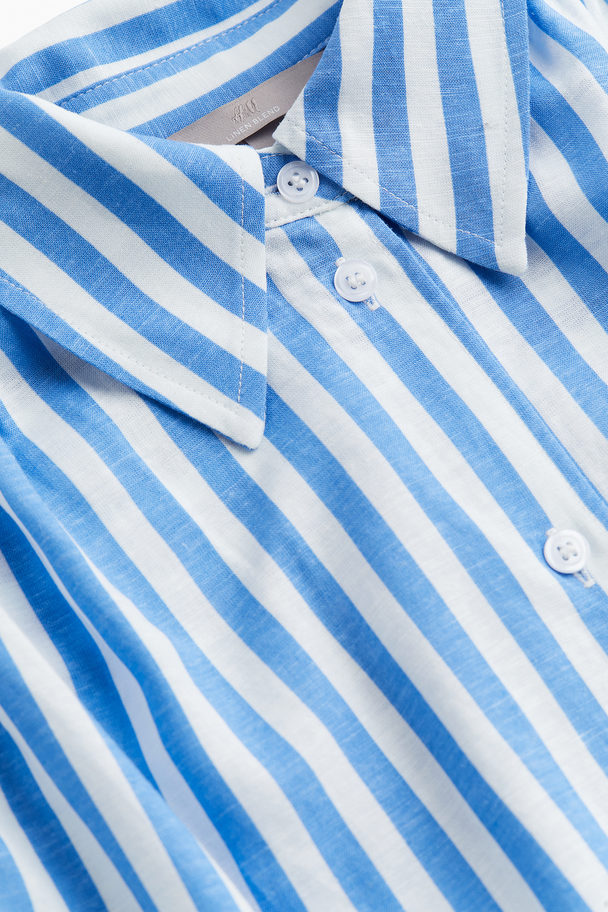 H&M Linen-blend Shirt Dress Blue/striped
