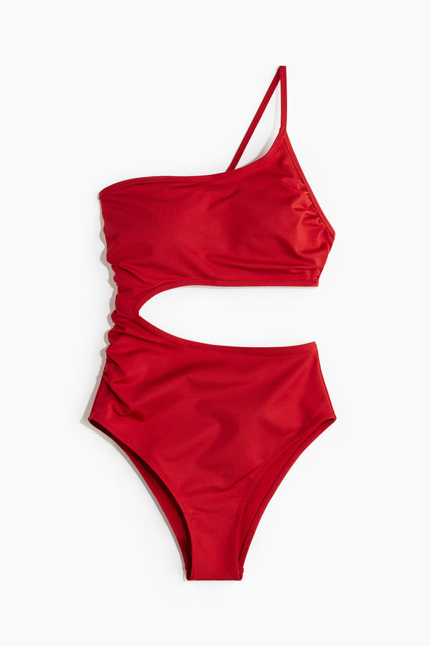 H&M Padded-cup Cut-out Swimsuit Red