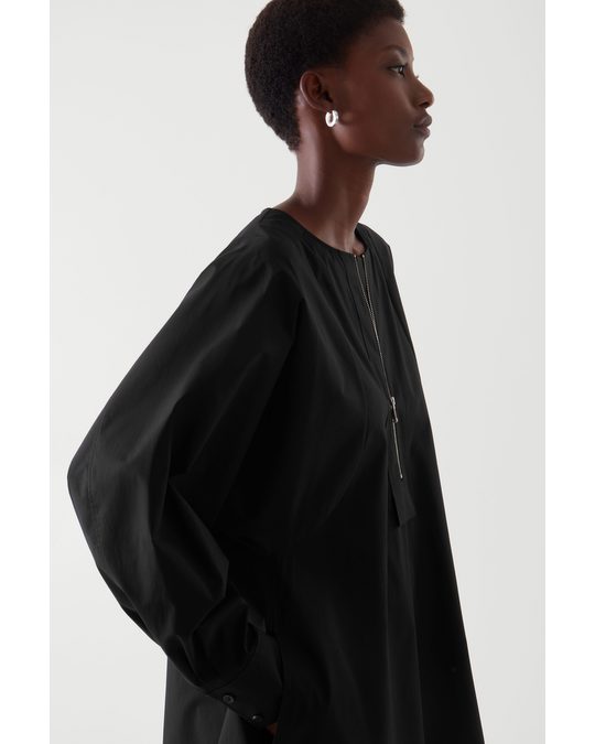 COS Oversized A-line Shirt Dress Black