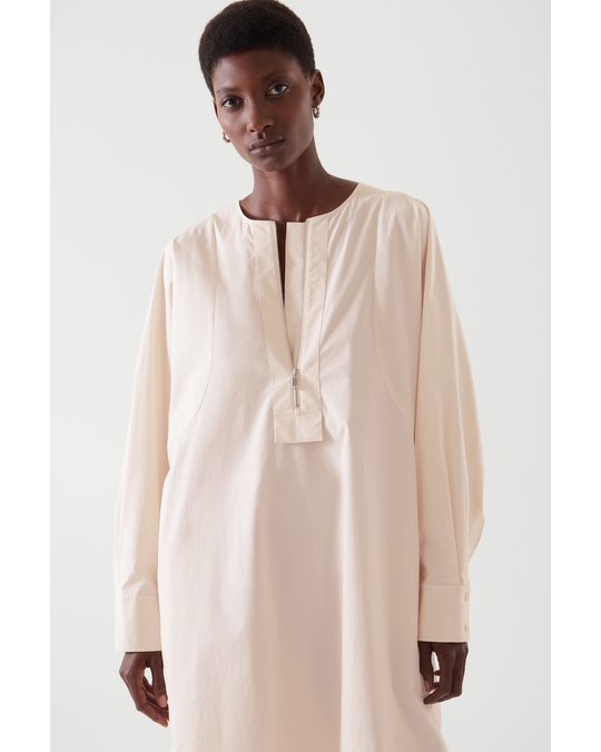 COS Oversized A-line Shirt Dress Light Beige