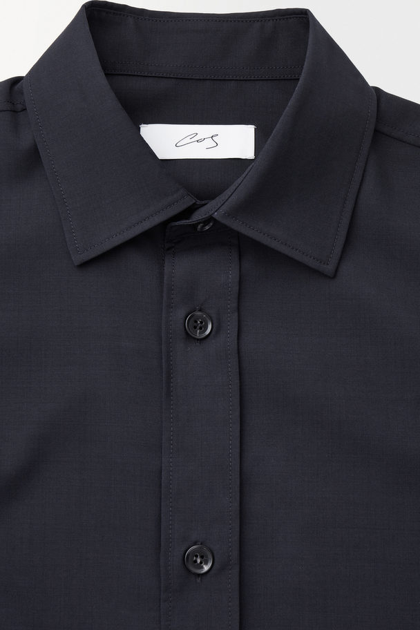 COS The Tailored Wool Shirt Navy